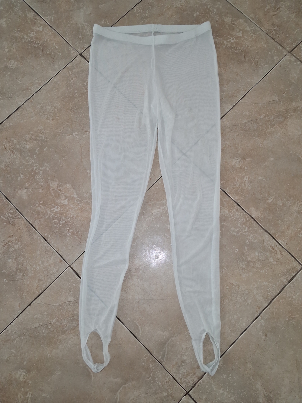 Los Angeles Apparel Sheer Mesh White Stirrup Leggings